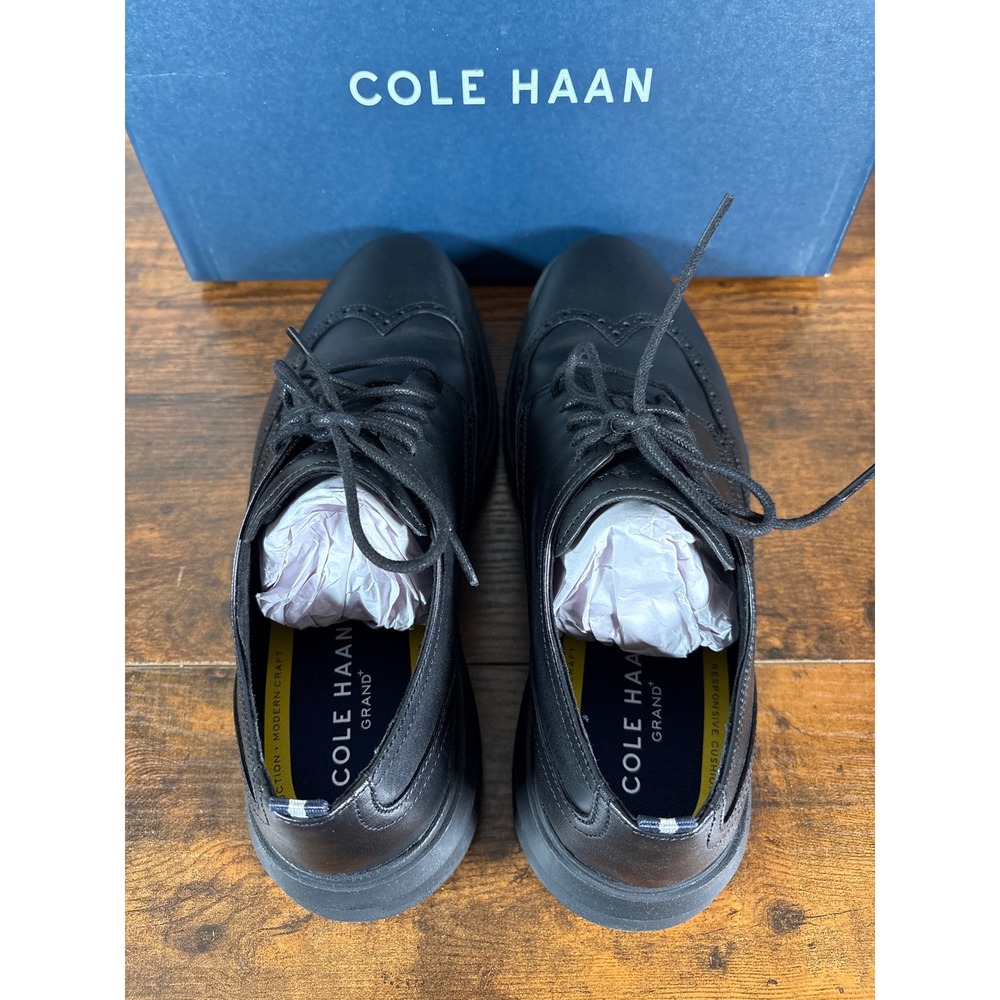 Cole Haan Grand Plus Essex Wingtip Oxford Black Leather Shoes C36938 Mens 10.5 M - Picture 6 of 8